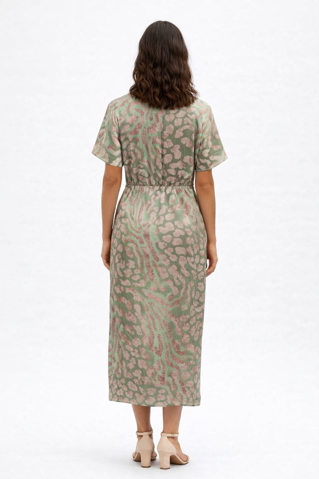 Amelia Breathable Flattering Ruched Midi Wedding Guest Dress
