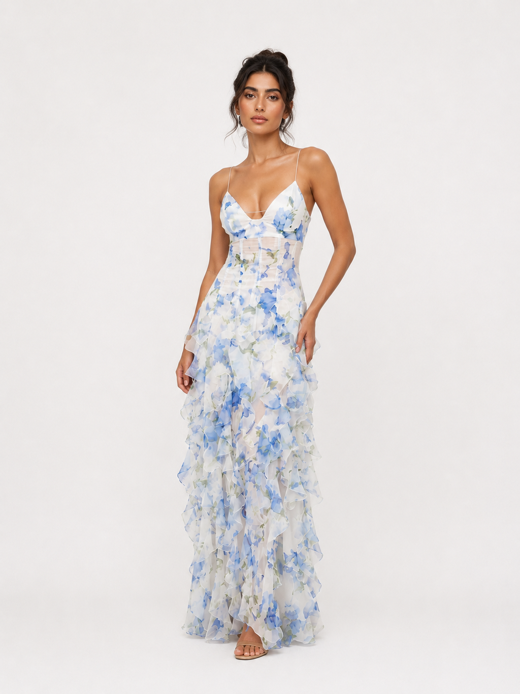 Aviva Floral Ruffle Maxi Dress