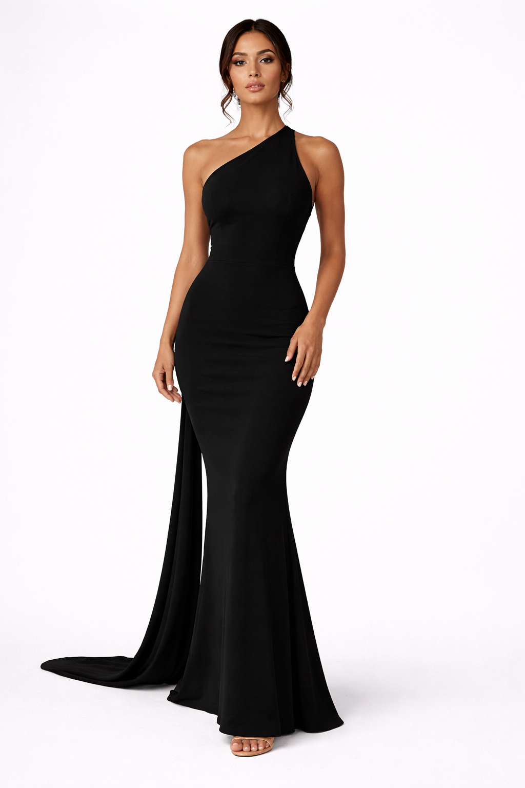 Beth One Shoulder Backless Ruched Wedding Guest and Race Day Maxi Dress