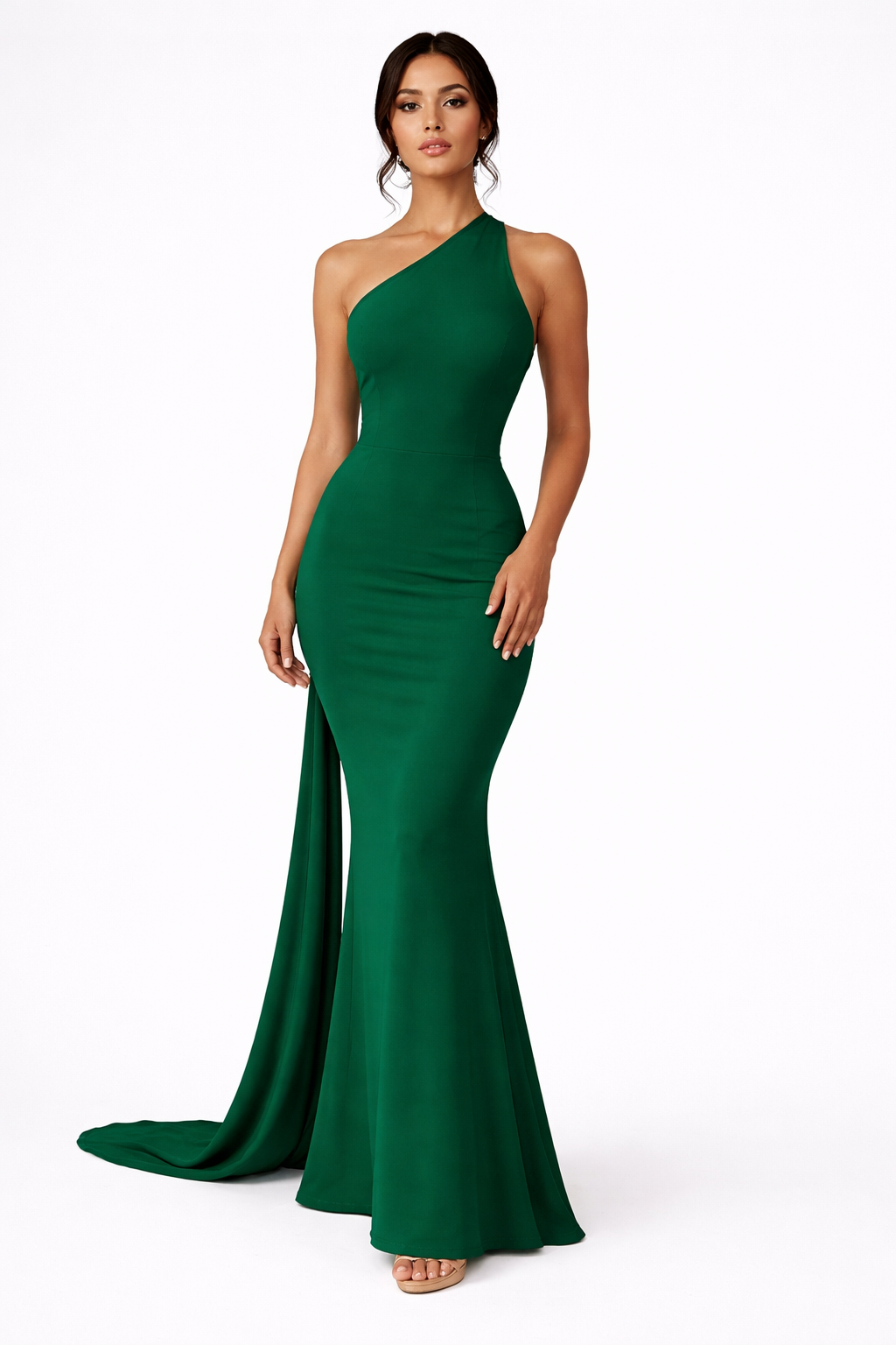 Beth One Shoulder Backless Ruched Wedding Guest and Race Day Maxi Dress