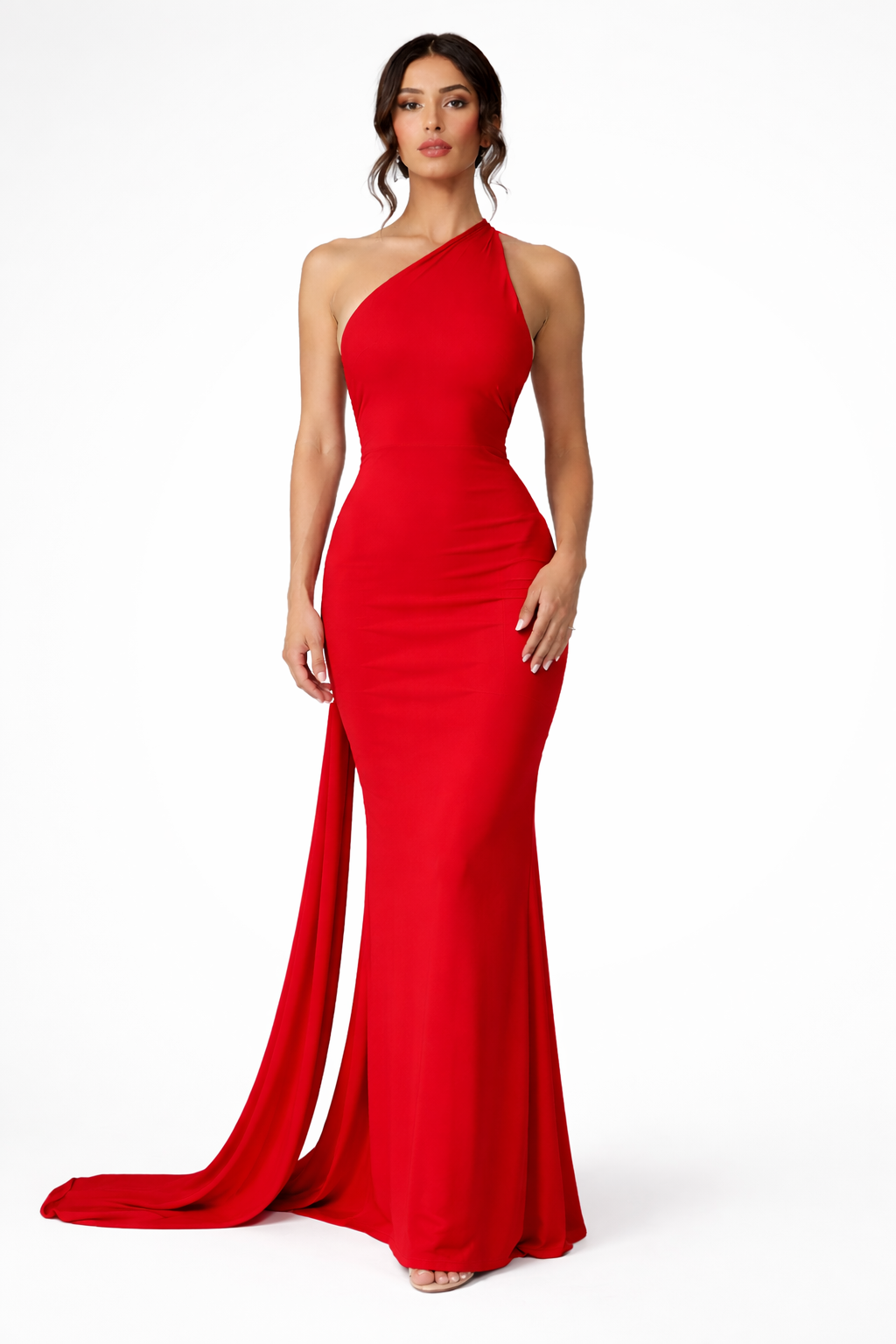 Beth One Shoulder Backless Ruched Wedding Guest and Race Day Maxi Dress