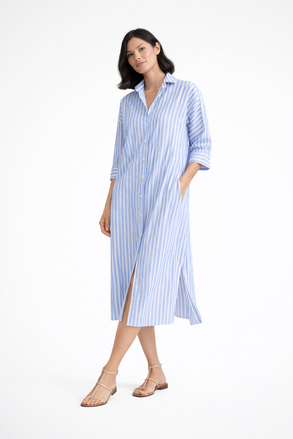 Emily Womens Striped Shirt Dress