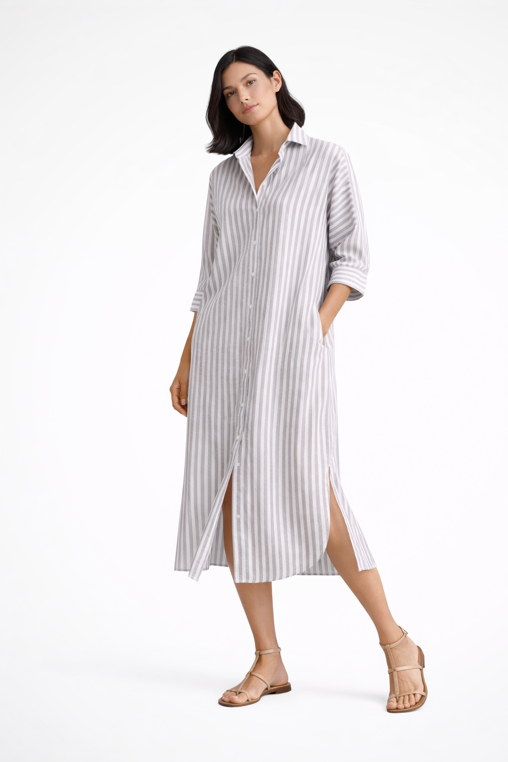 Emily Womens Striped Shirt Dress