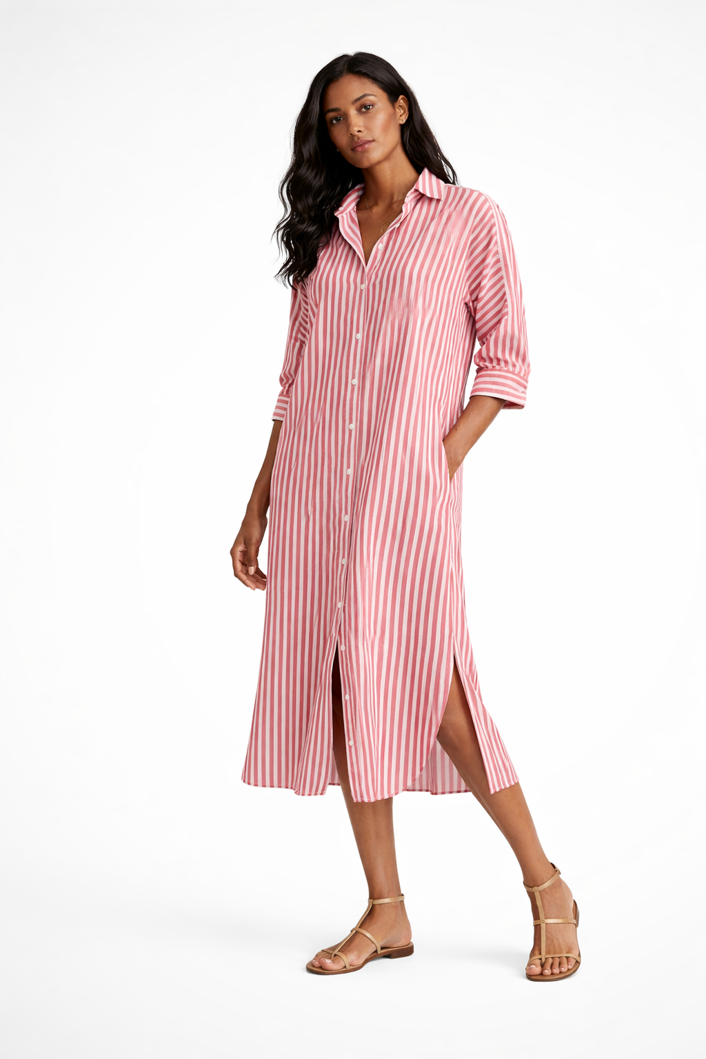 Emily Womens Striped Shirt Dress