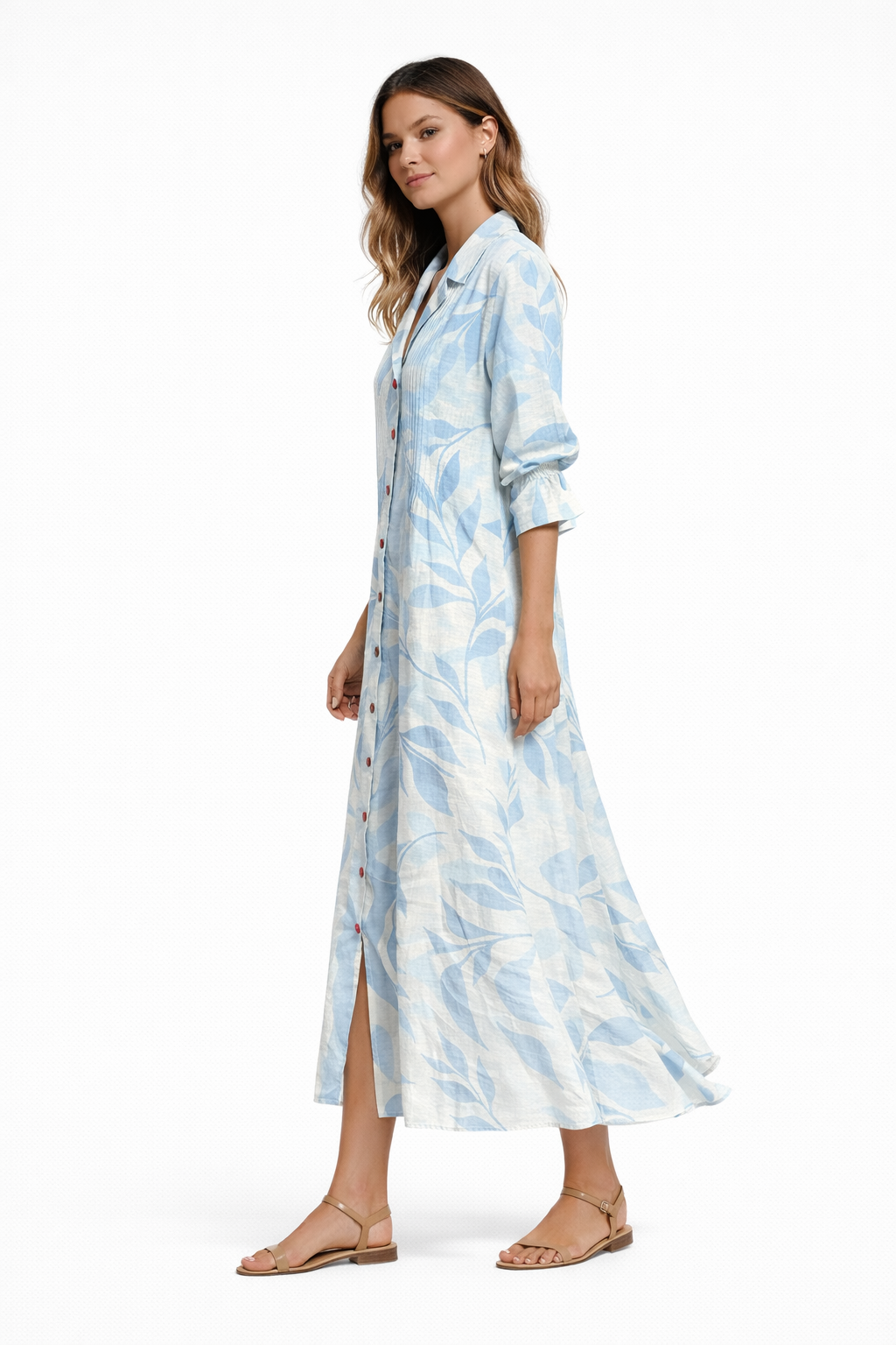 Jill Flattering Floral Maxi Dress with Button Front