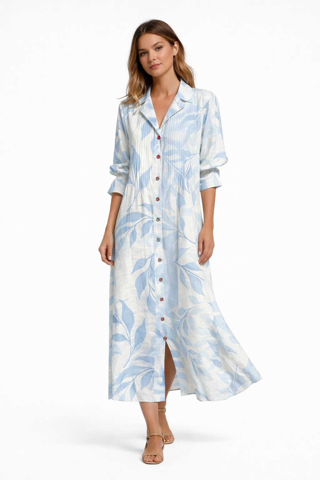 Jill Flattering Floral Maxi Dress with Button Front