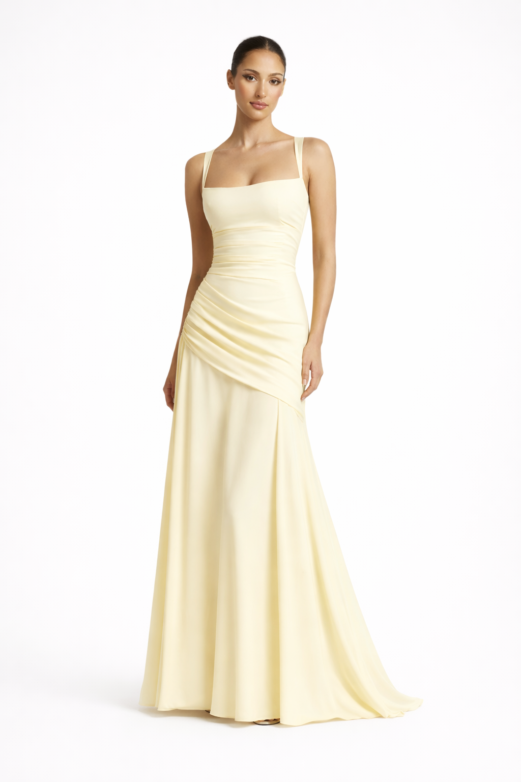 Juliette Square Neck Maxi Wedding Guest Maxi Dress With Ruched Waist