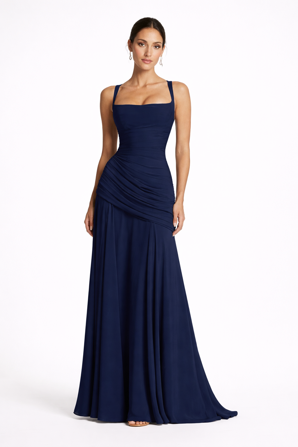 Juliette Square Neck Maxi Wedding Guest Maxi Dress With Ruched Waist