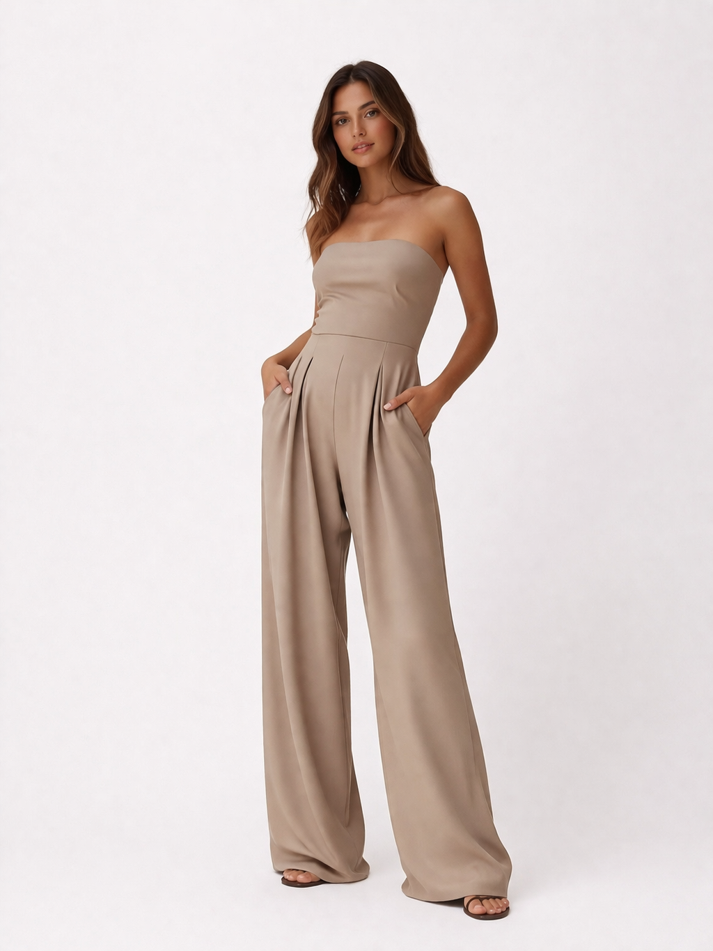 Maya Womens Strapless Jumpsuit