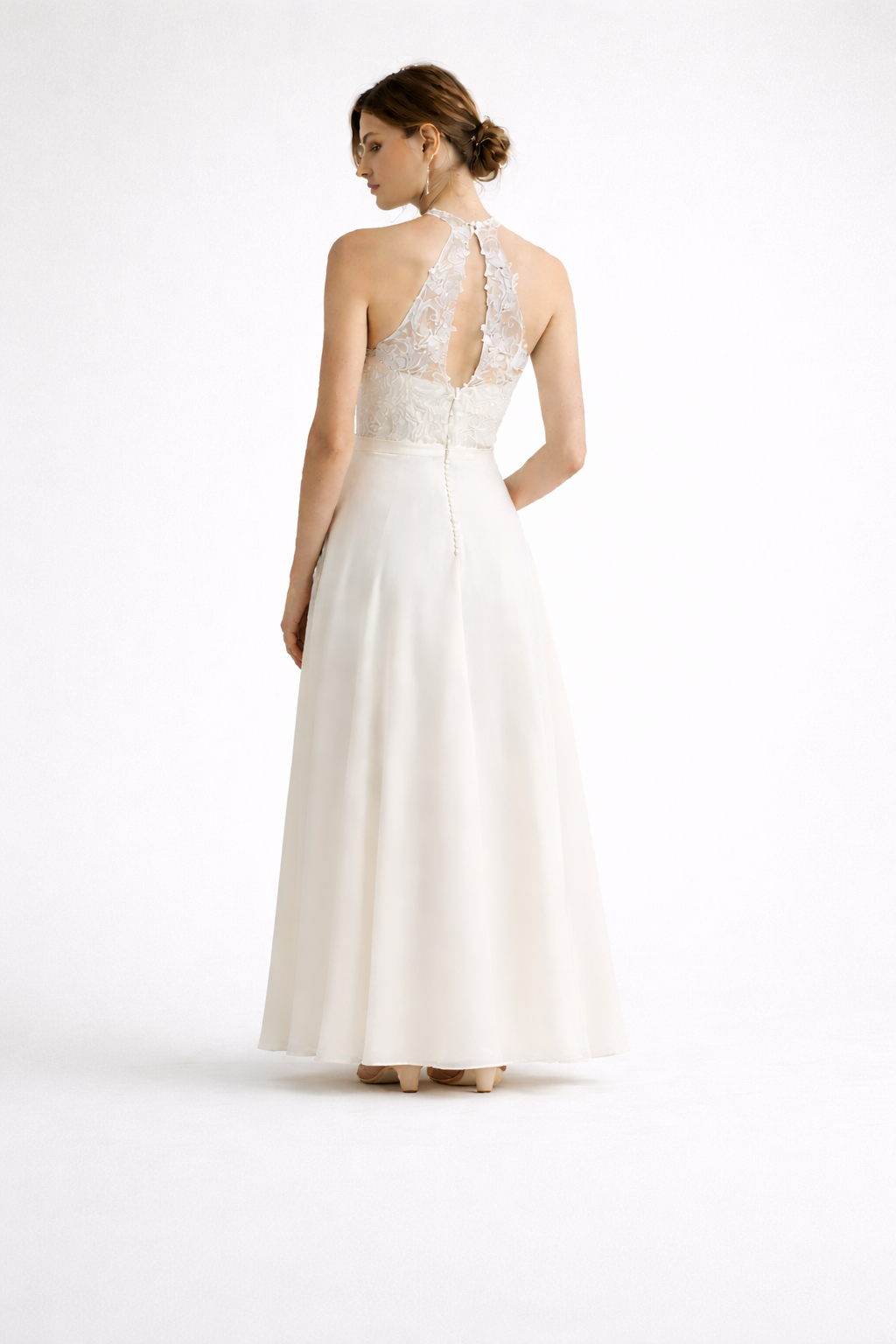 Penelope Lace A-Line Sleeveless Floor-Length Wedding Dress