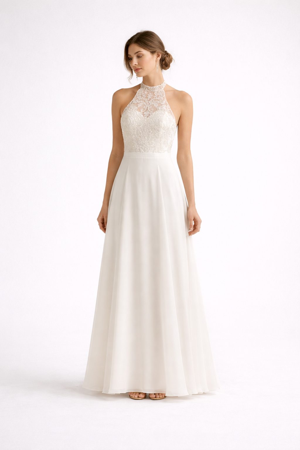Penelope Lace A-Line Sleeveless Floor-Length Wedding Dress